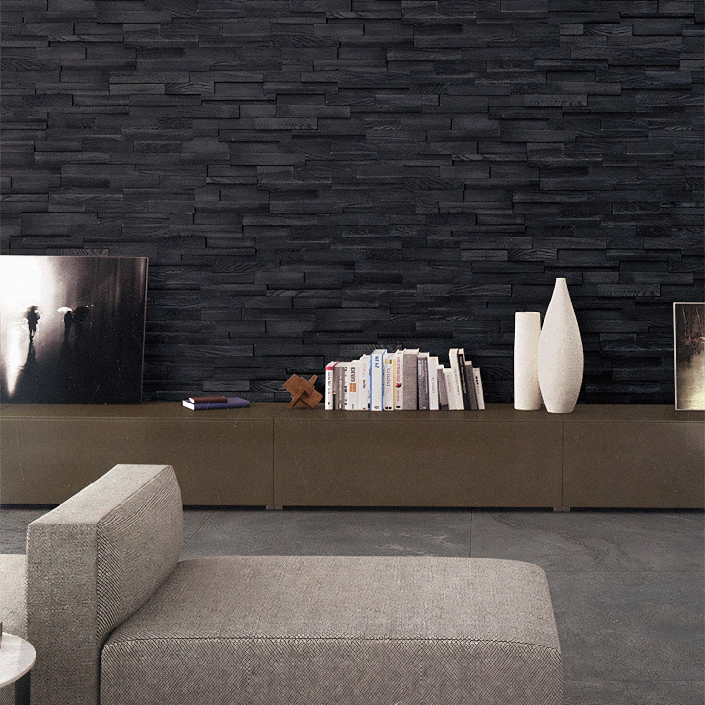 Ebony Oak 3D Stacked Wall Panels