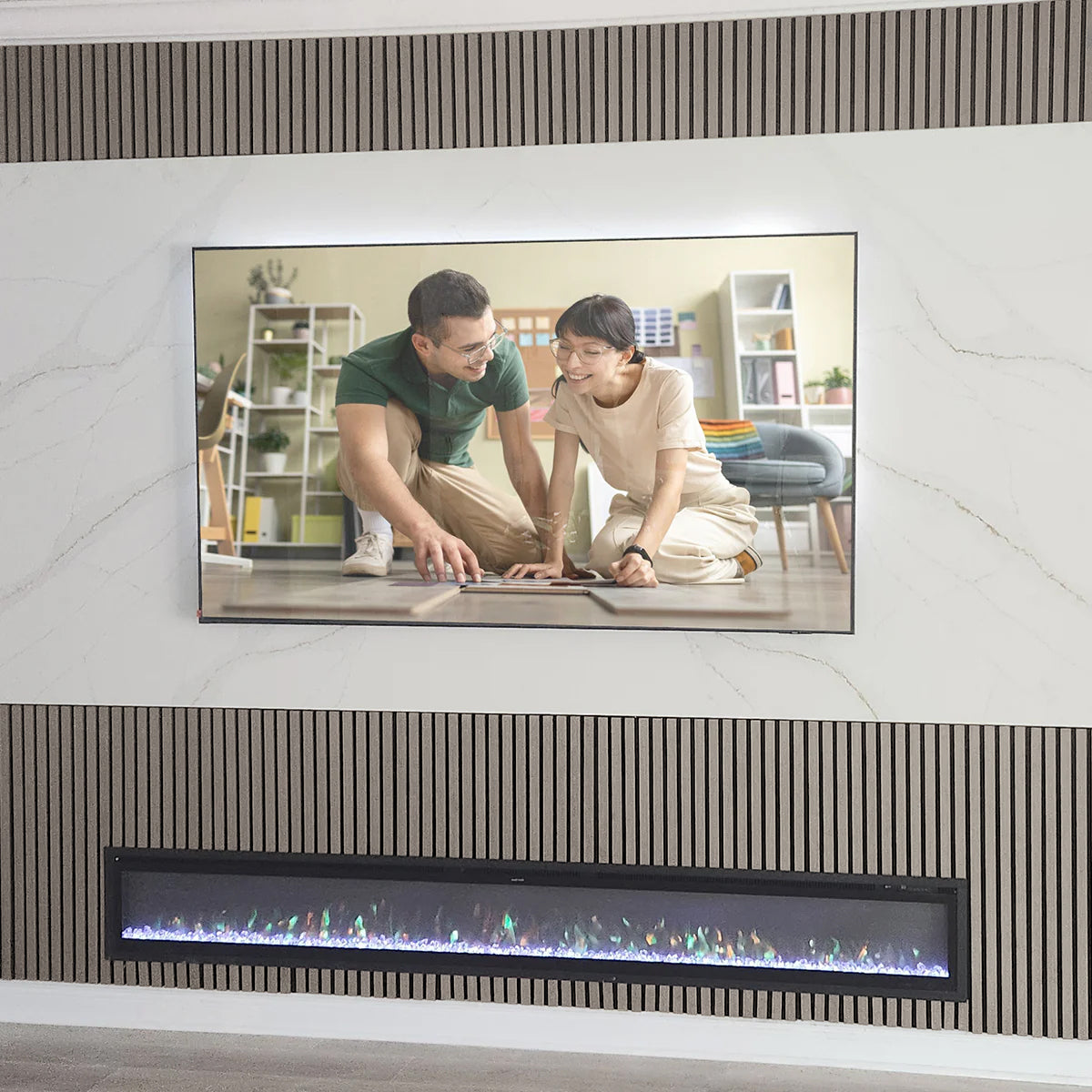 Dusty Grey Oak Acoustic Slat Panels 108.2" Length