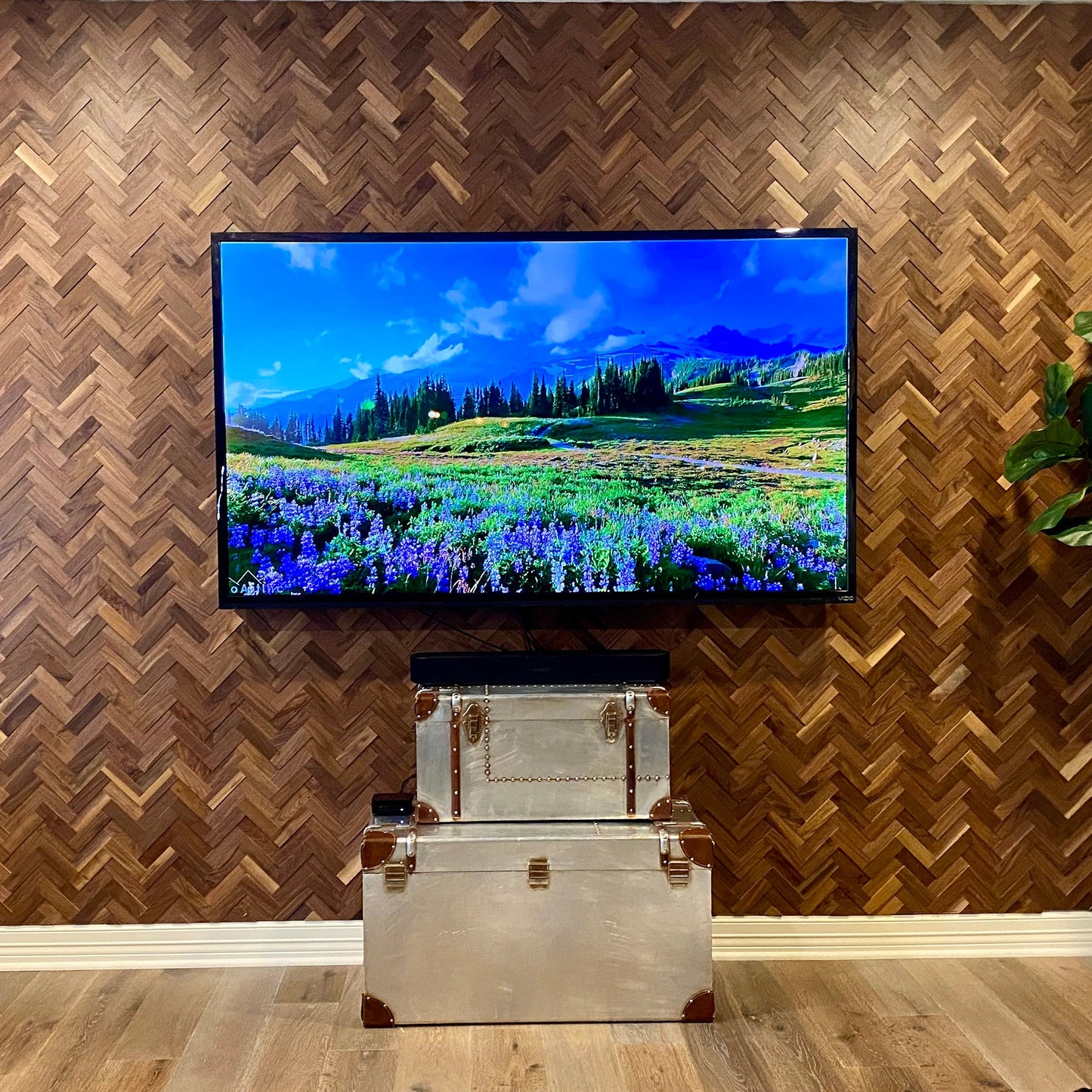 Natural Walnut 3D Herringbone Panels