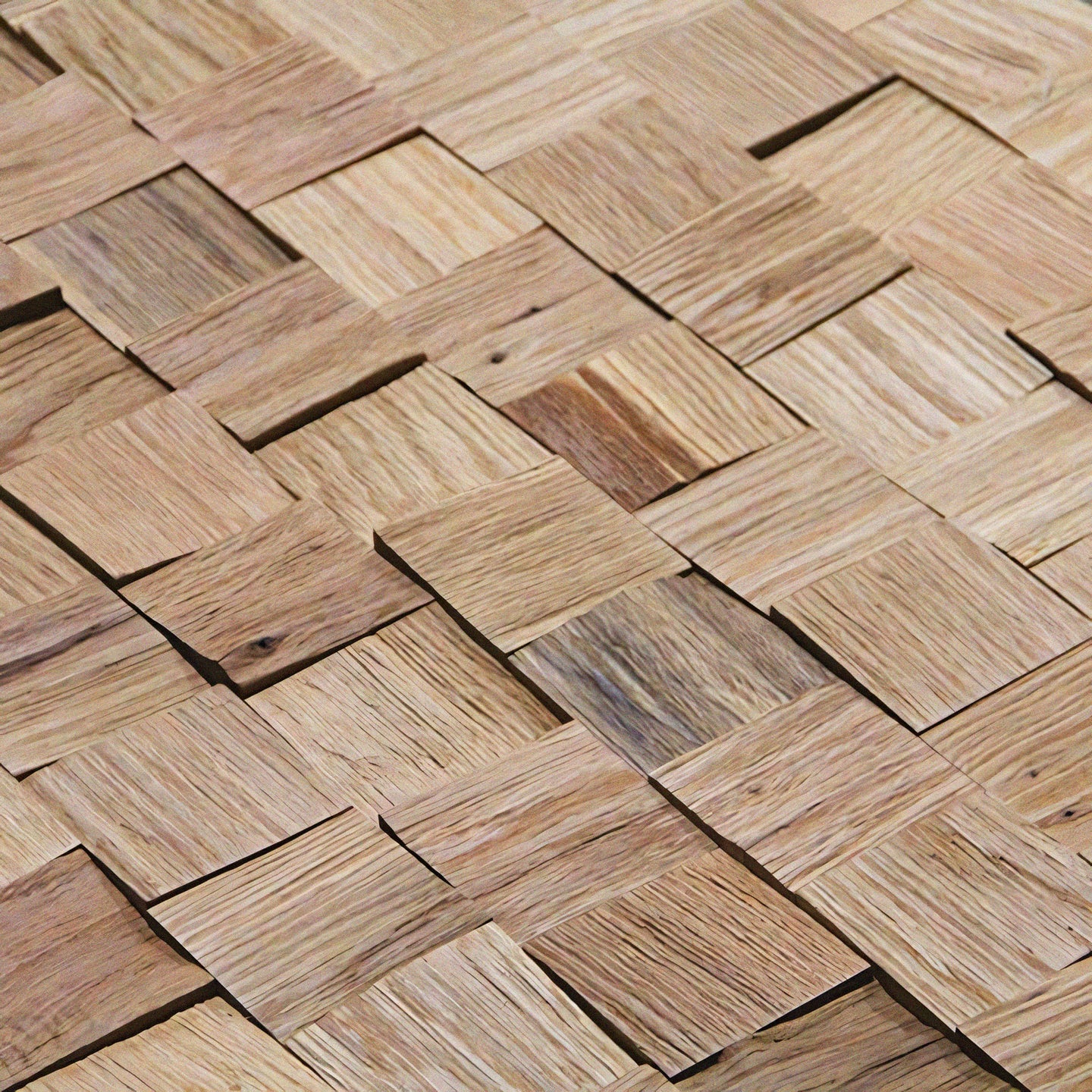 Natural Oak 3D Block Wall Panels