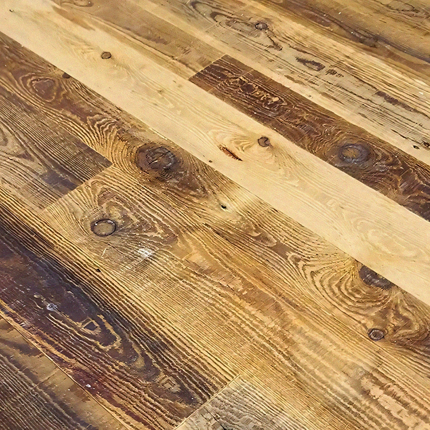 Reclaimed Pine Random Width Self-Stick Wall Planks