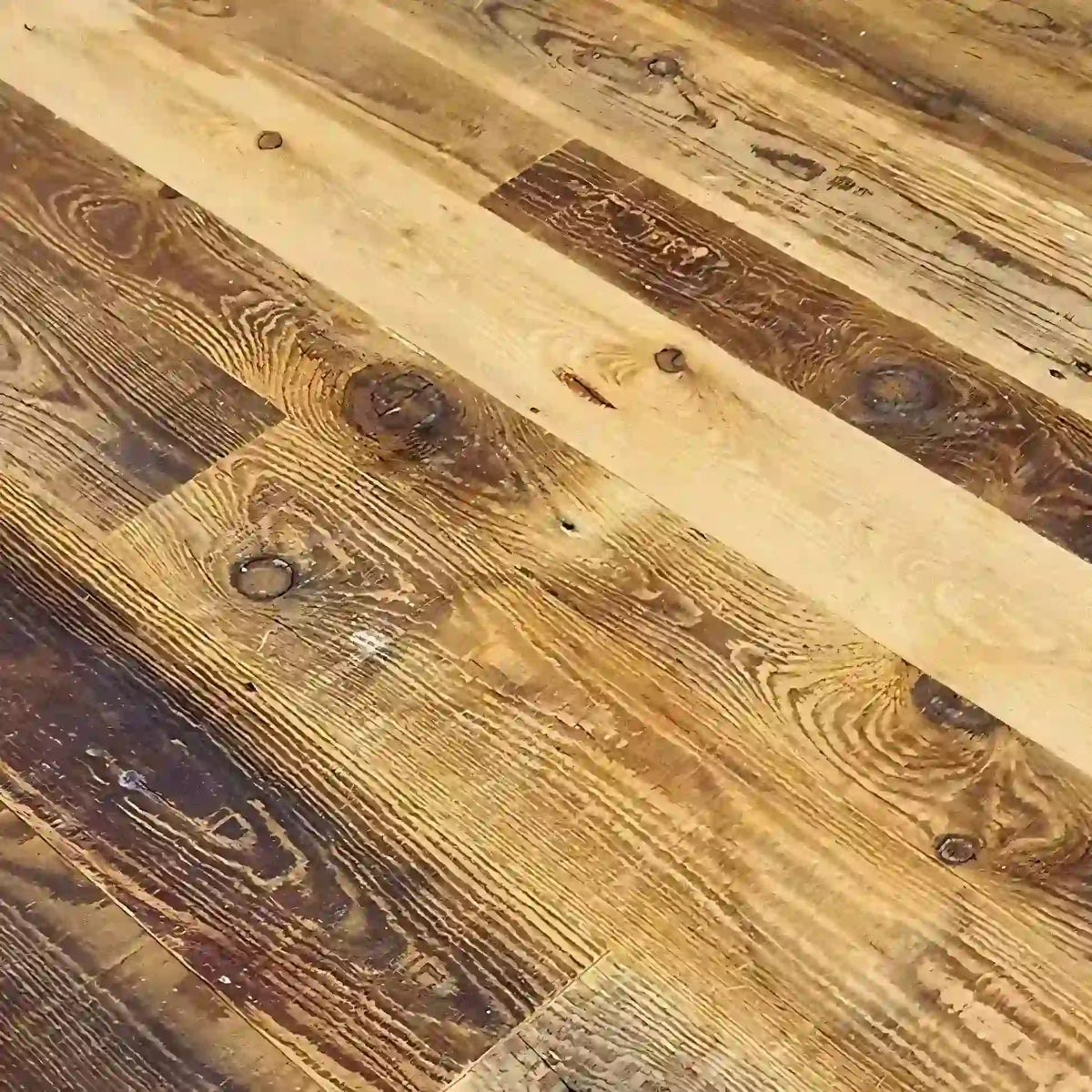 Reclaimed Pine Random Width Self-Stick Wall Planks