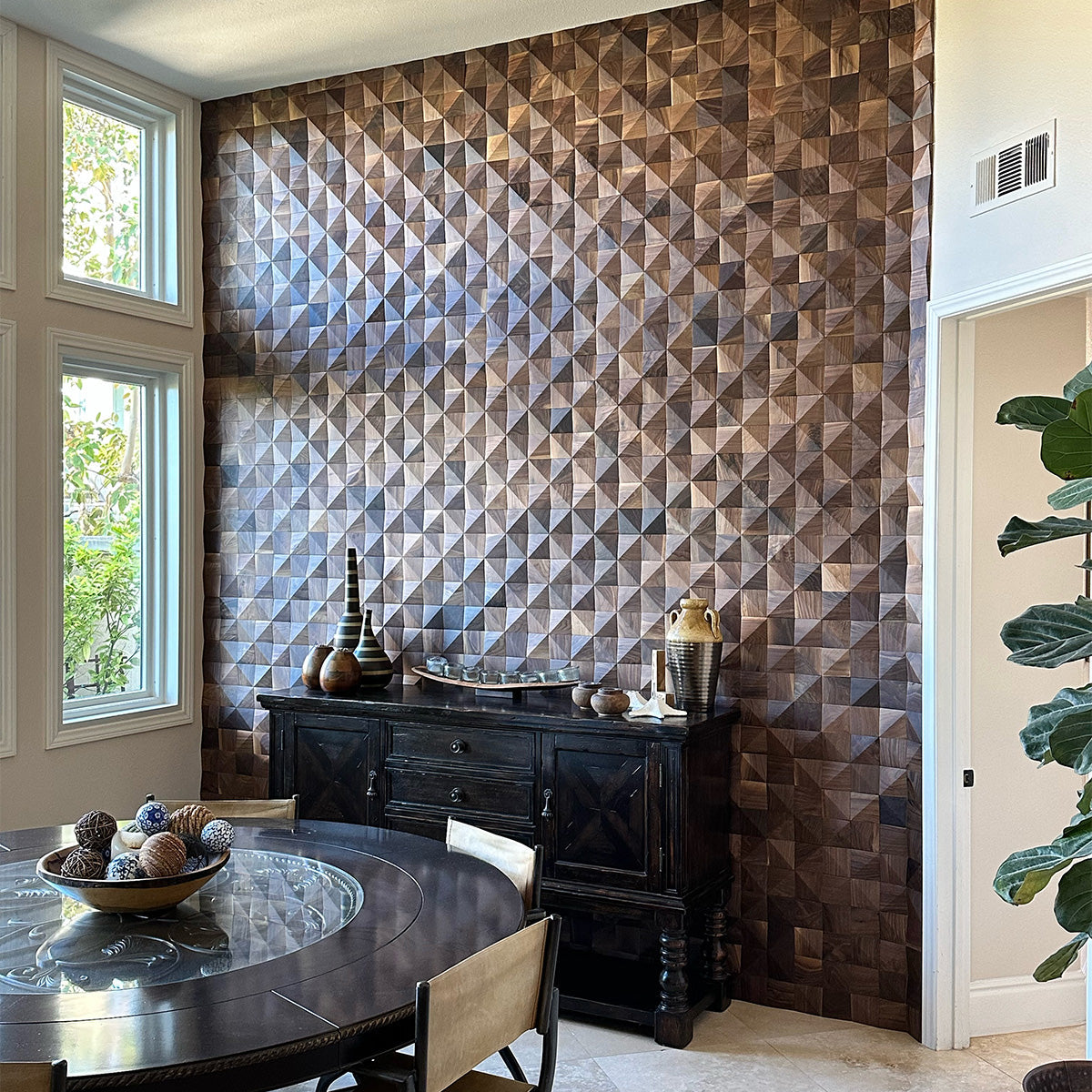 Natural Walnut 3D Diamond Panels