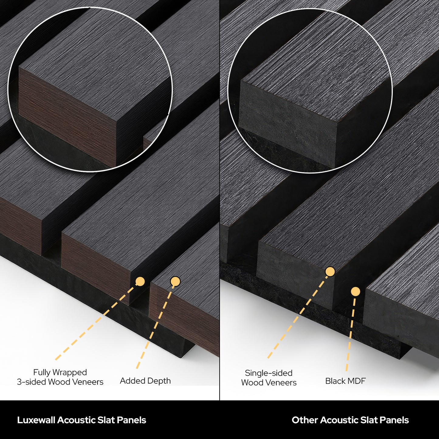 Graphite Oak Acoustic Slat Panels