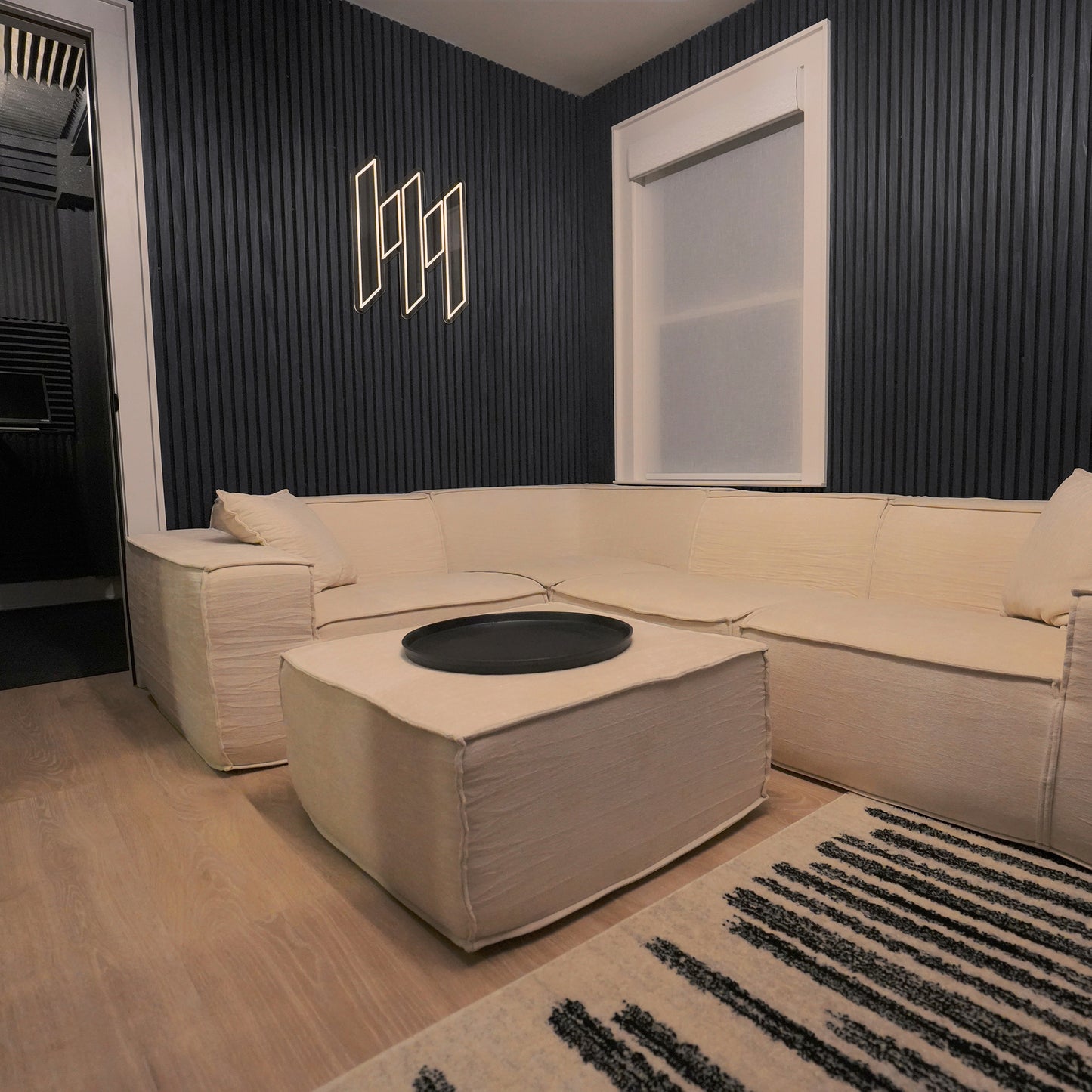 Graphite Oak Acoustic Slat Panels