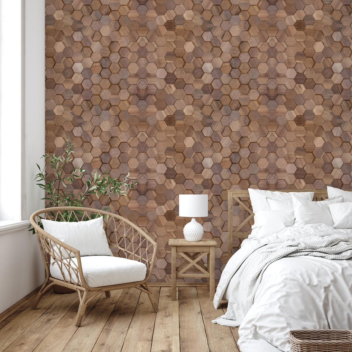 Natural Walnut 3D Hex Panels