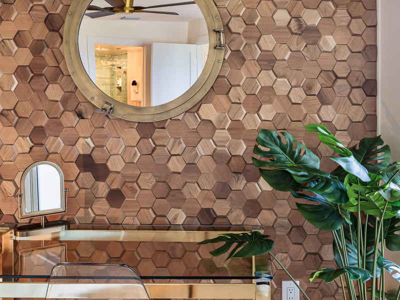 Natural Walnut 3D Hex Panels