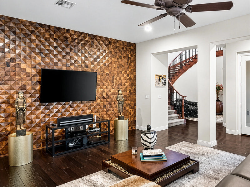 Natural Walnut 3D Diamond Panels