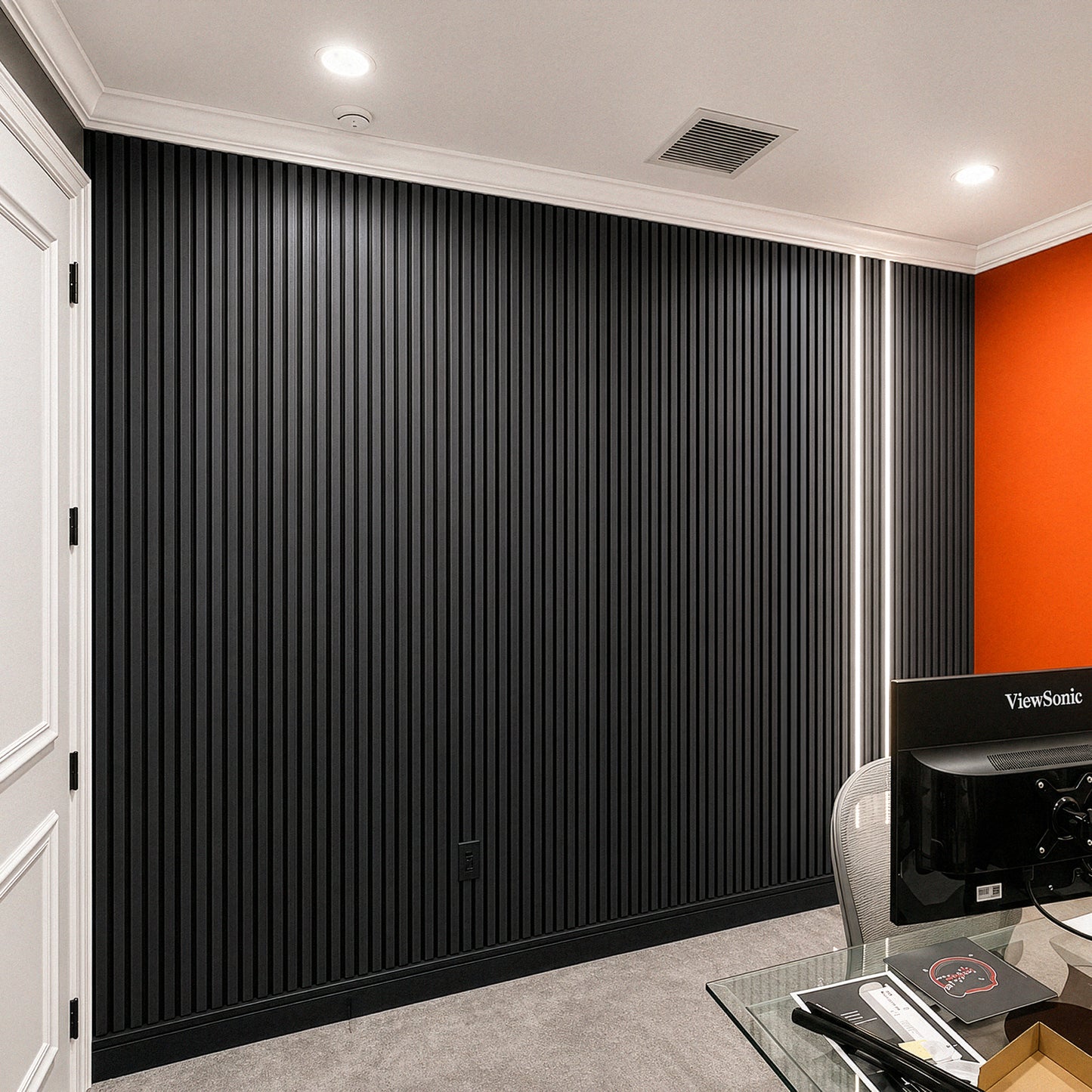 Graphite Oak Acoustic Slat Panels