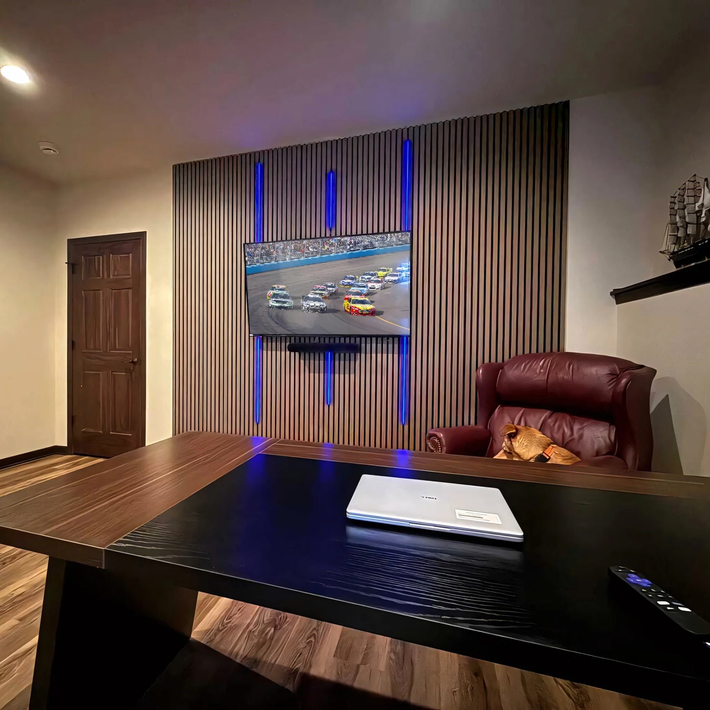Leather Oak Acoustic Slat Panels