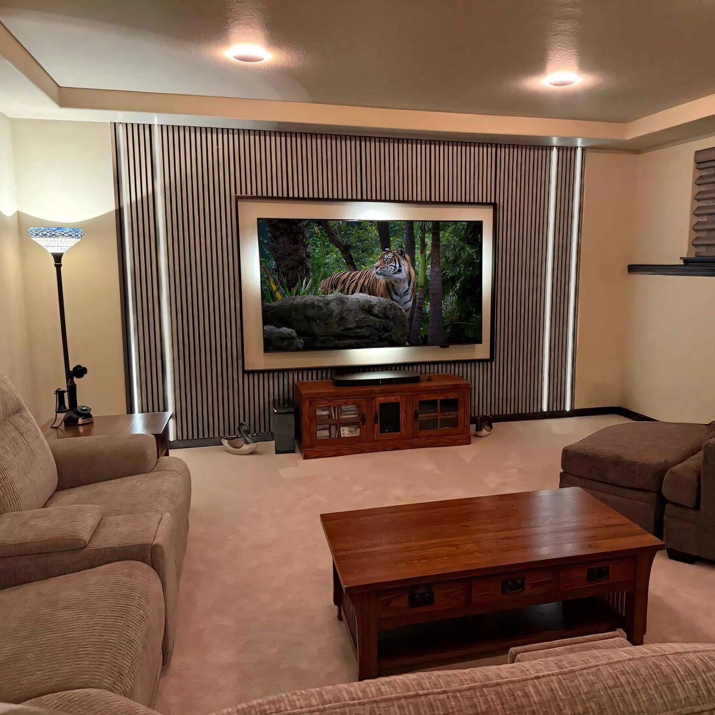 Leather Oak Acoustic Slat Panels