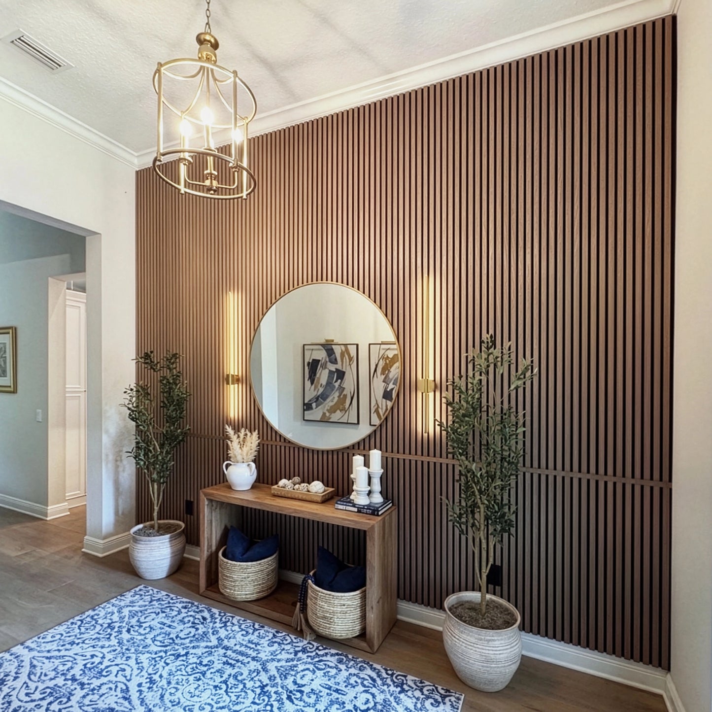 Leather Oak Acoustic Slat Panels