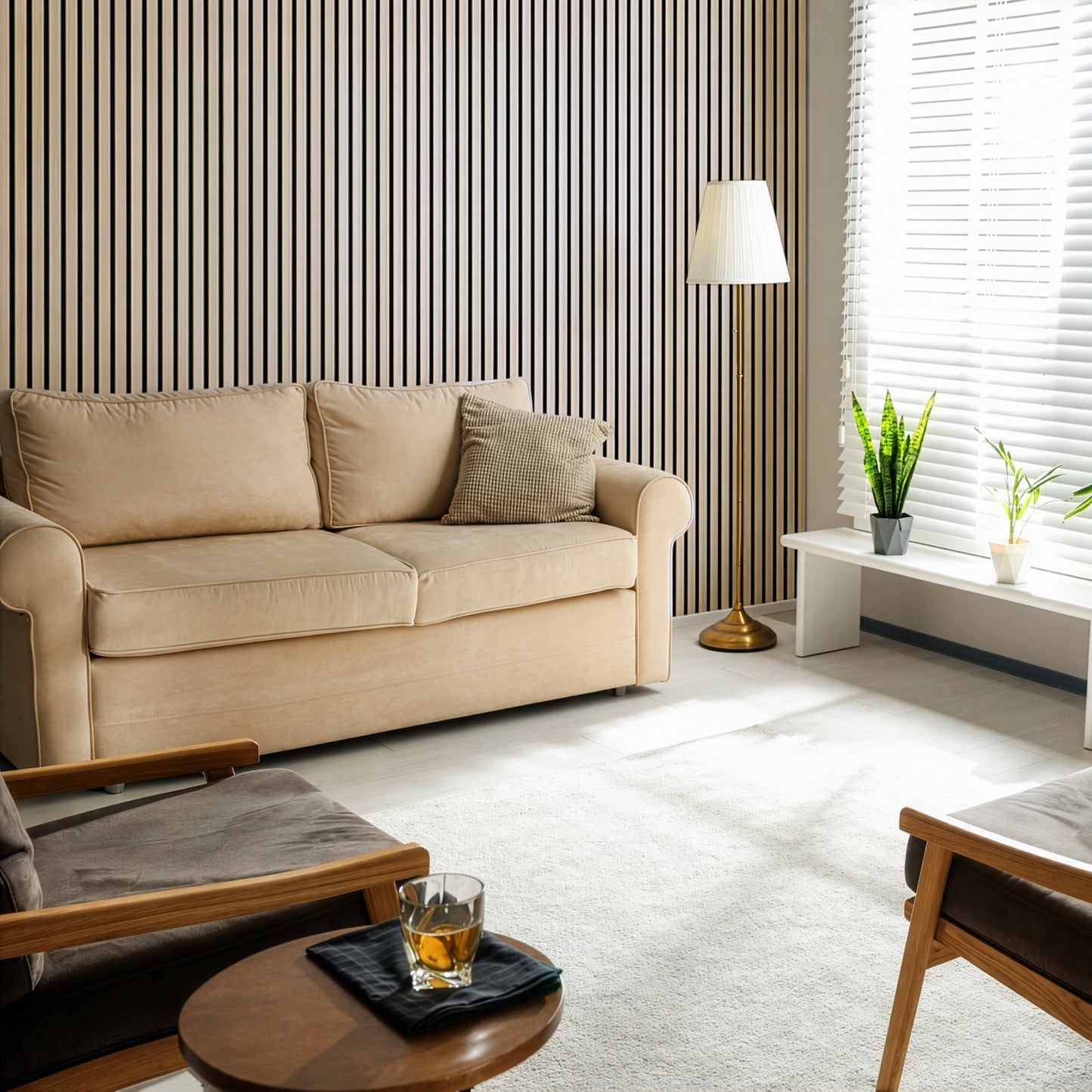 Raw Natural Oak Acoustic Slat Panels 120"