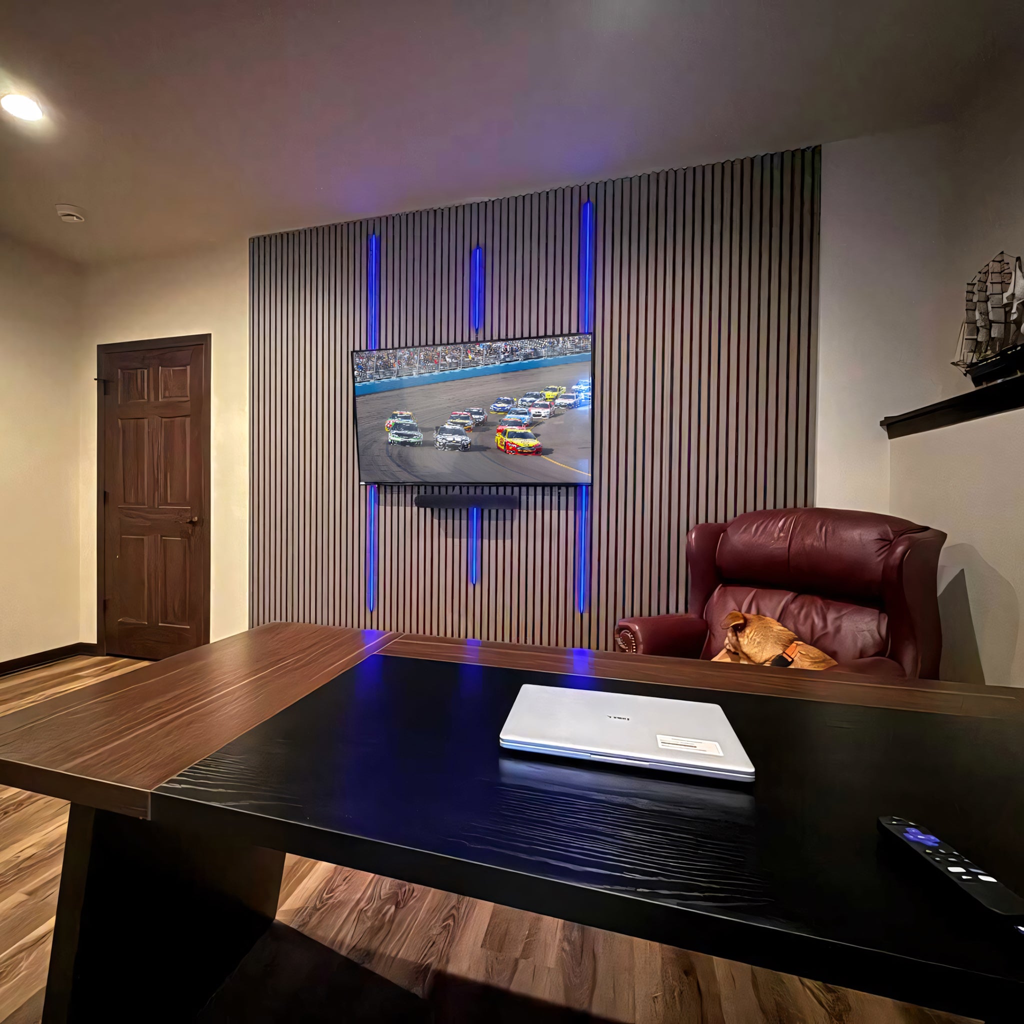 Leather Oak Acoustic Slat Panels
