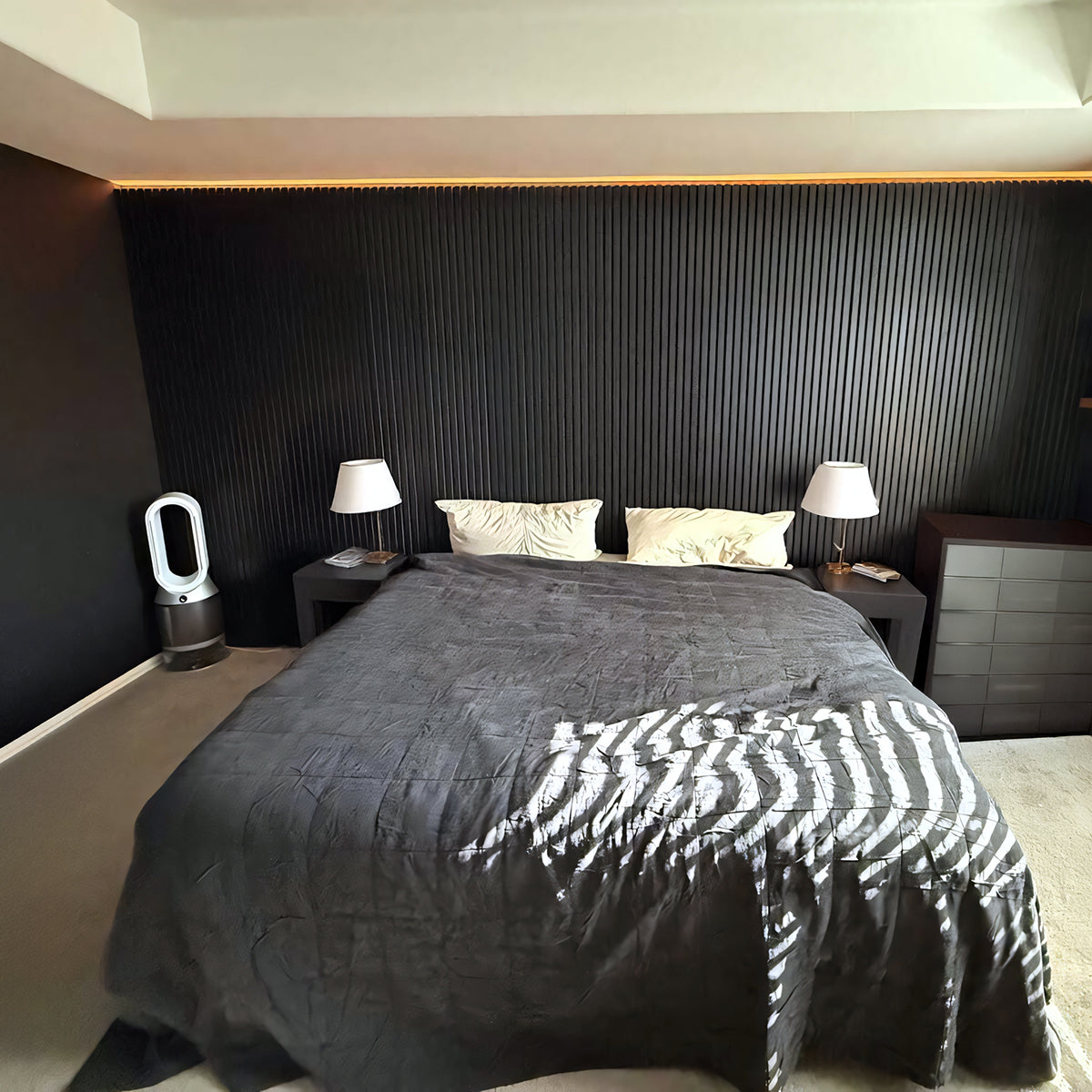 Luxury Black Oak Acoustic Slat Panels 108.2" Length