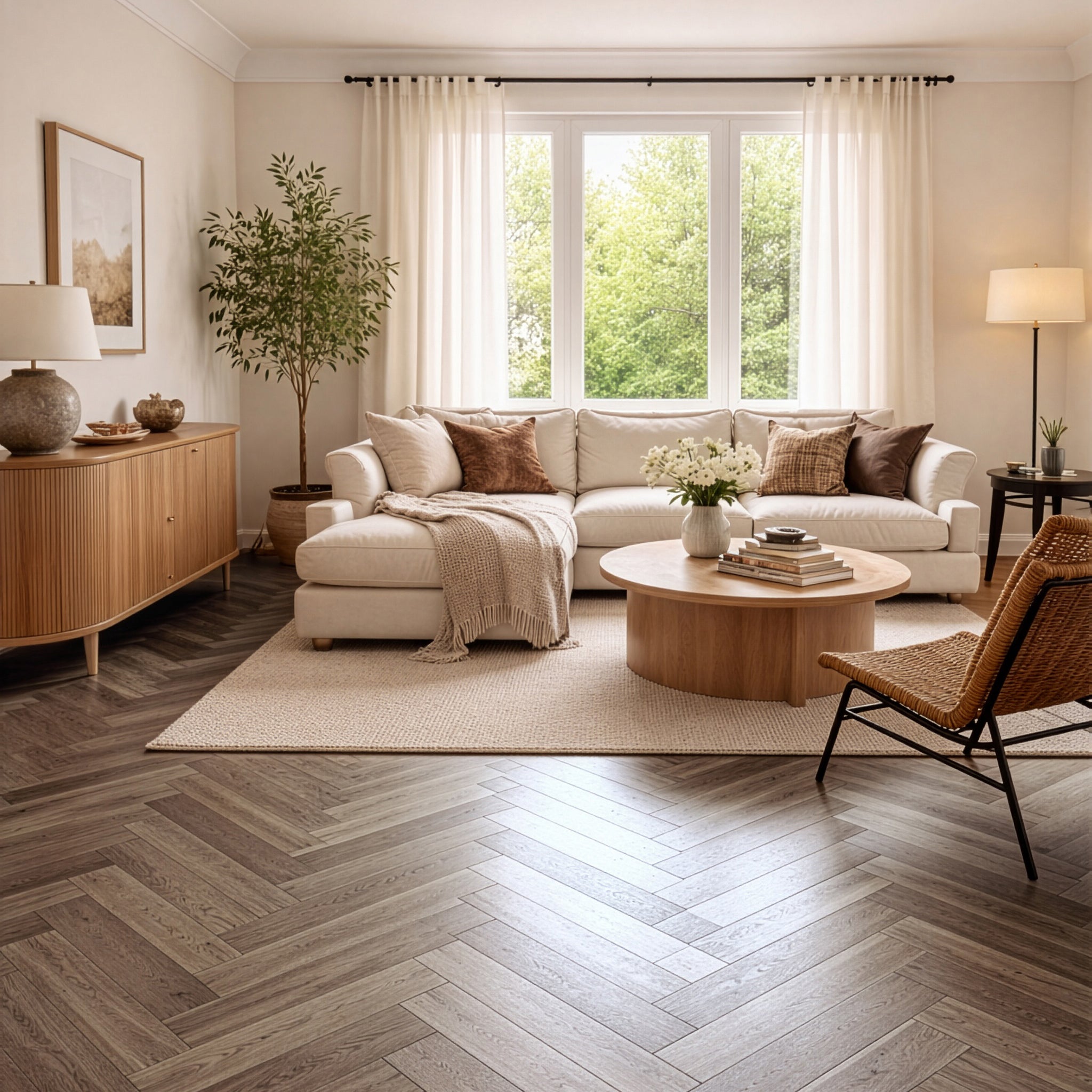 Sepia Herringbone White Oak