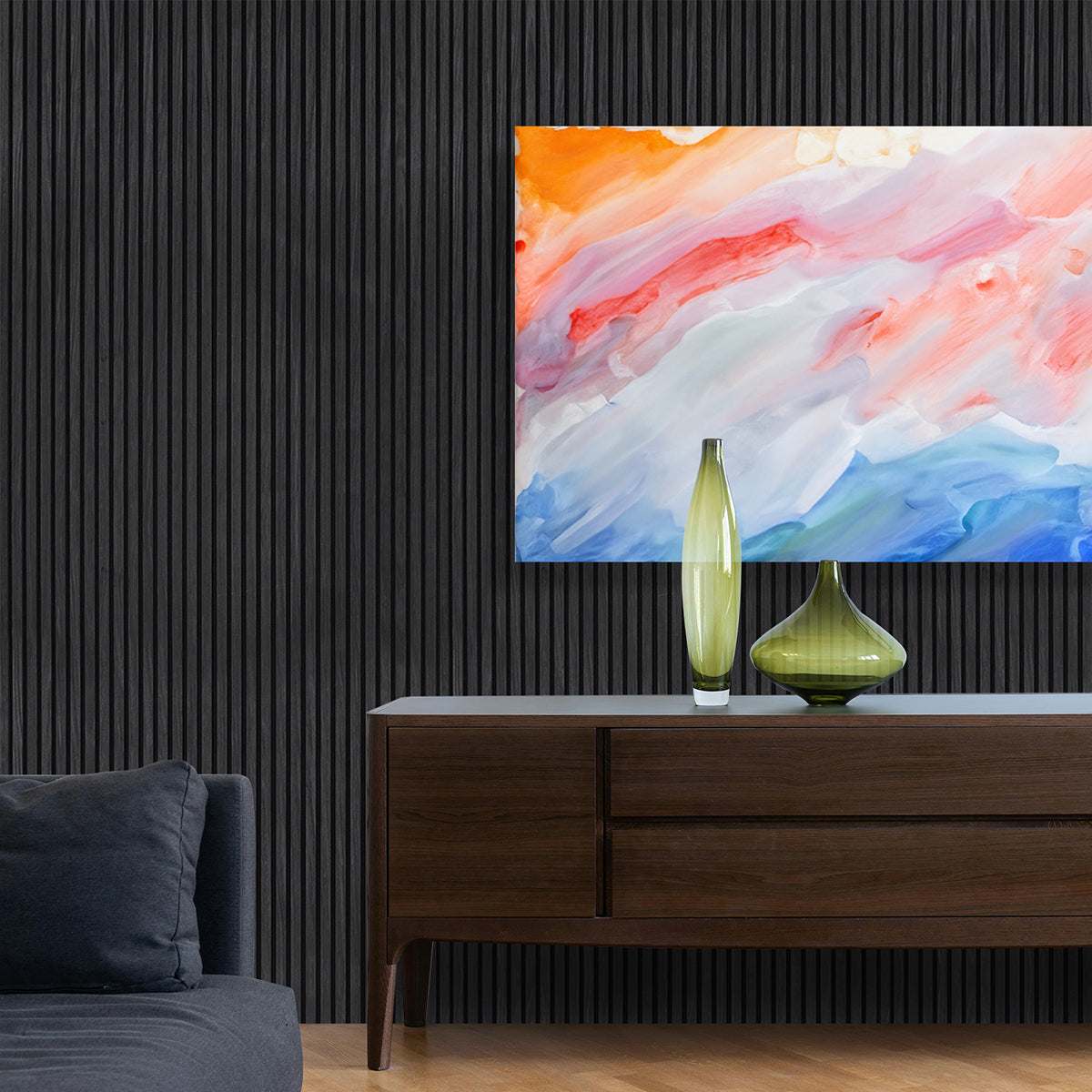 Graphite Oak Acoustic Slat Panels