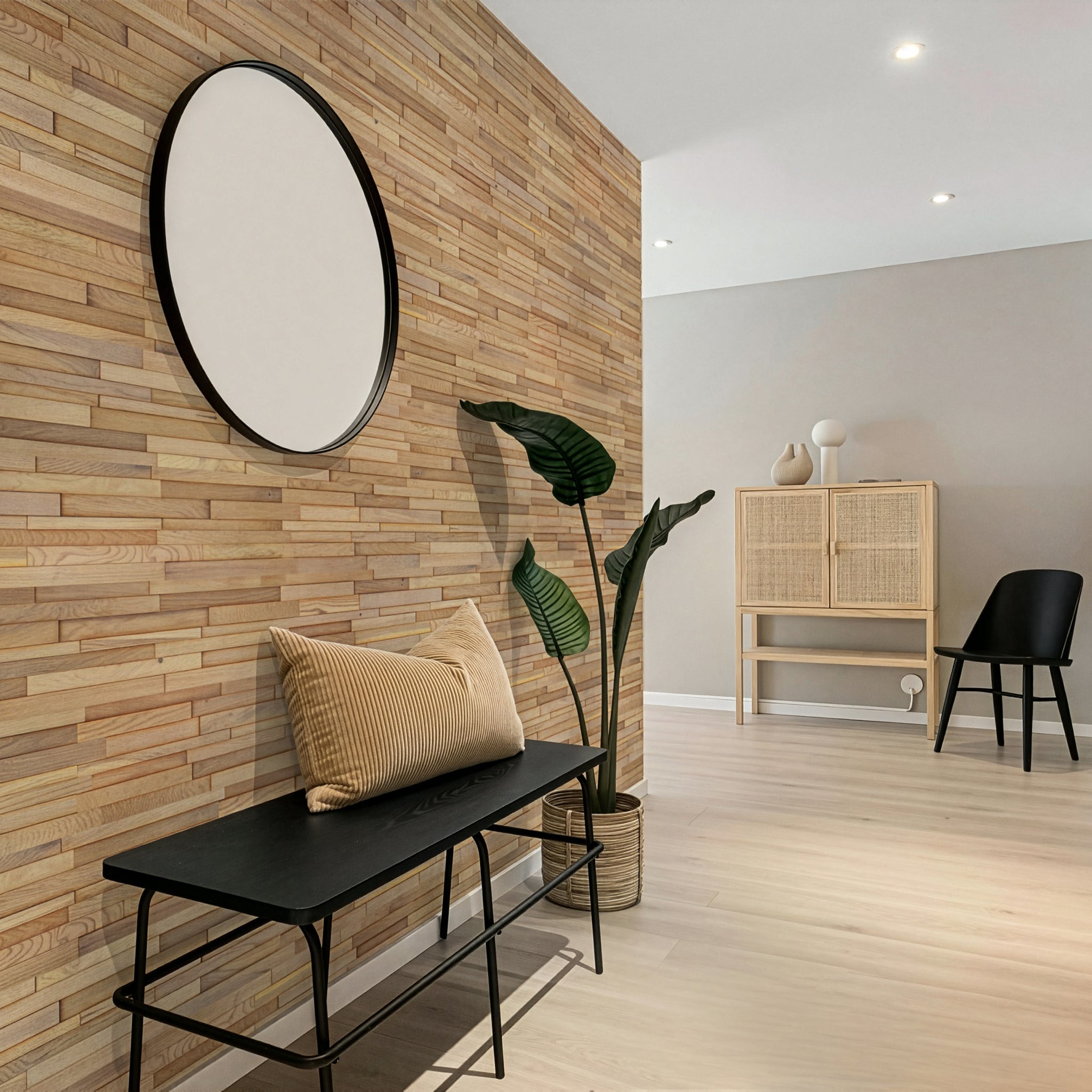 Natural Oak 3D Stacked Wall Panels