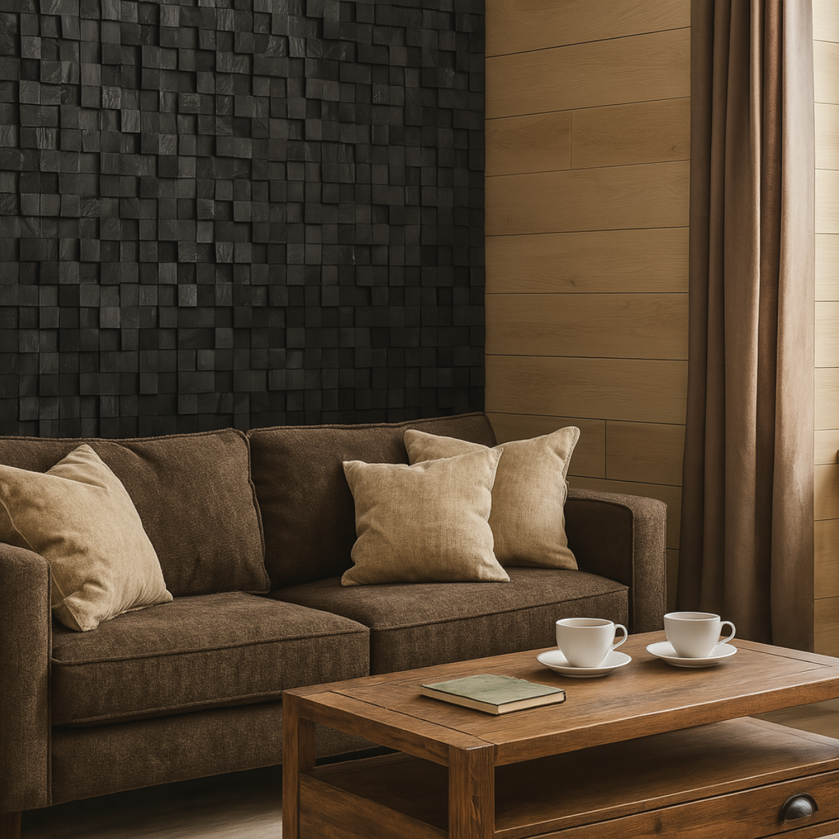 Ebony Oak 3D Block Wall Panels