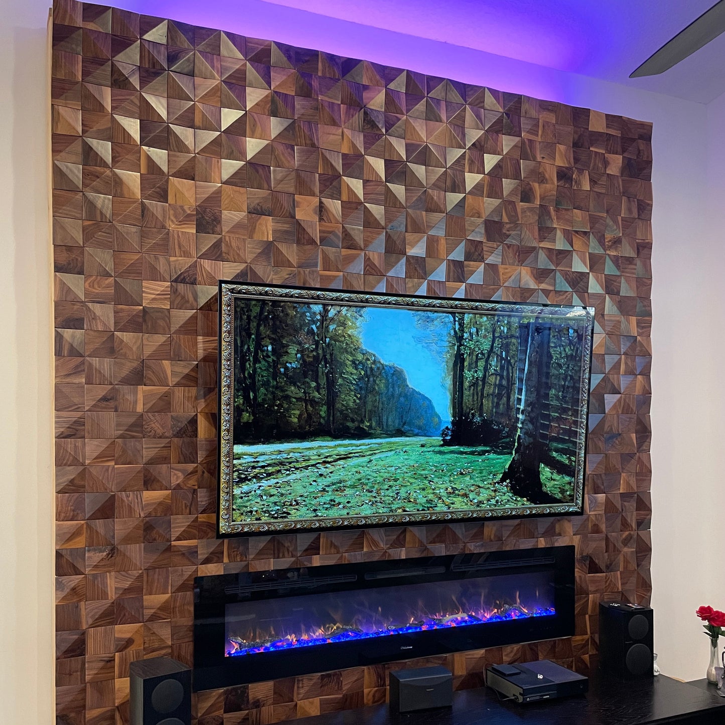 Natural Walnut 3D Diamond Panels