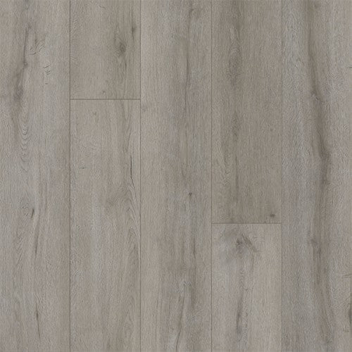 Gray wood-look vinyl plank flooring with natural grain texture, ideal for modern home interiors