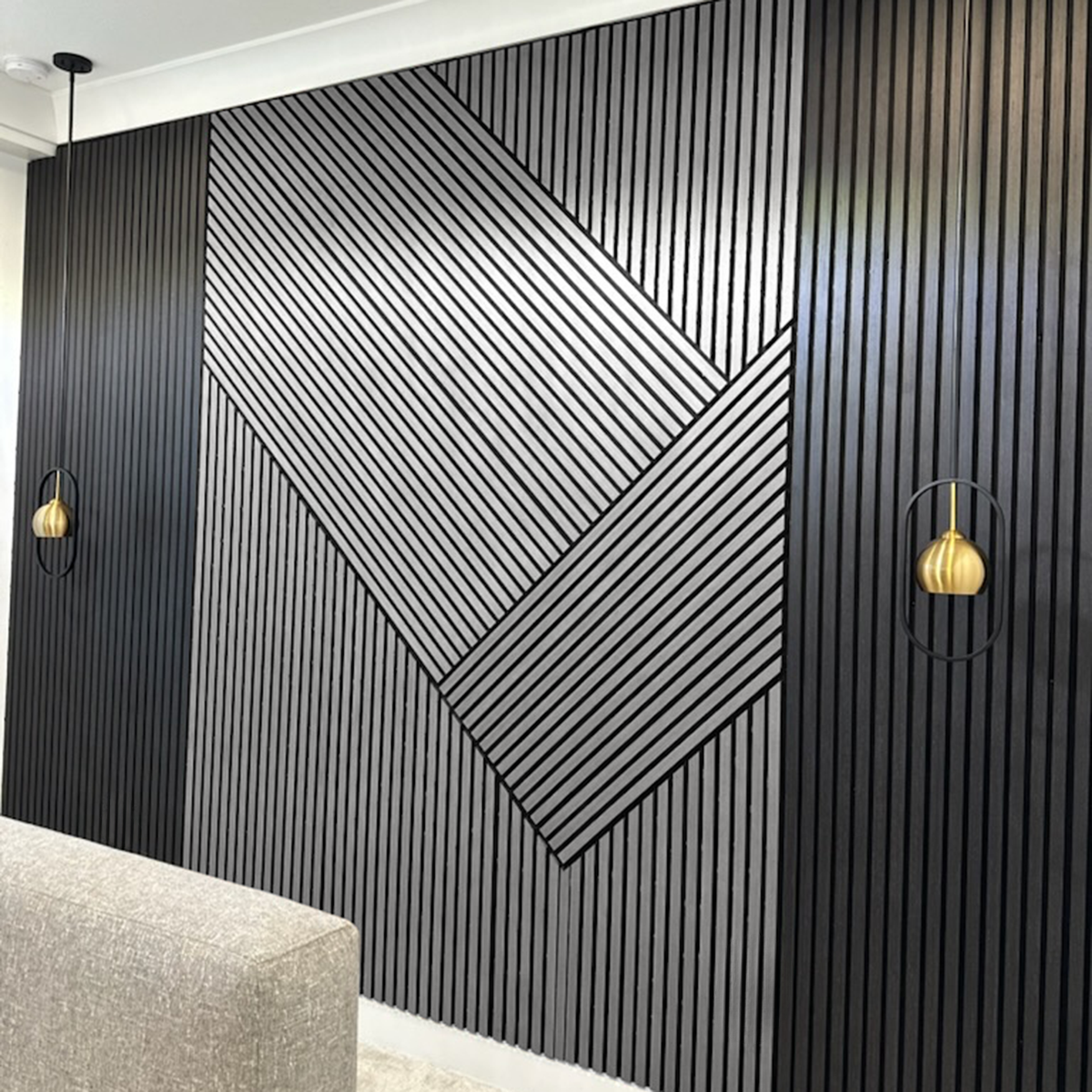 Luxury Black Oak Acoustic Slat Panels 108.2" Length